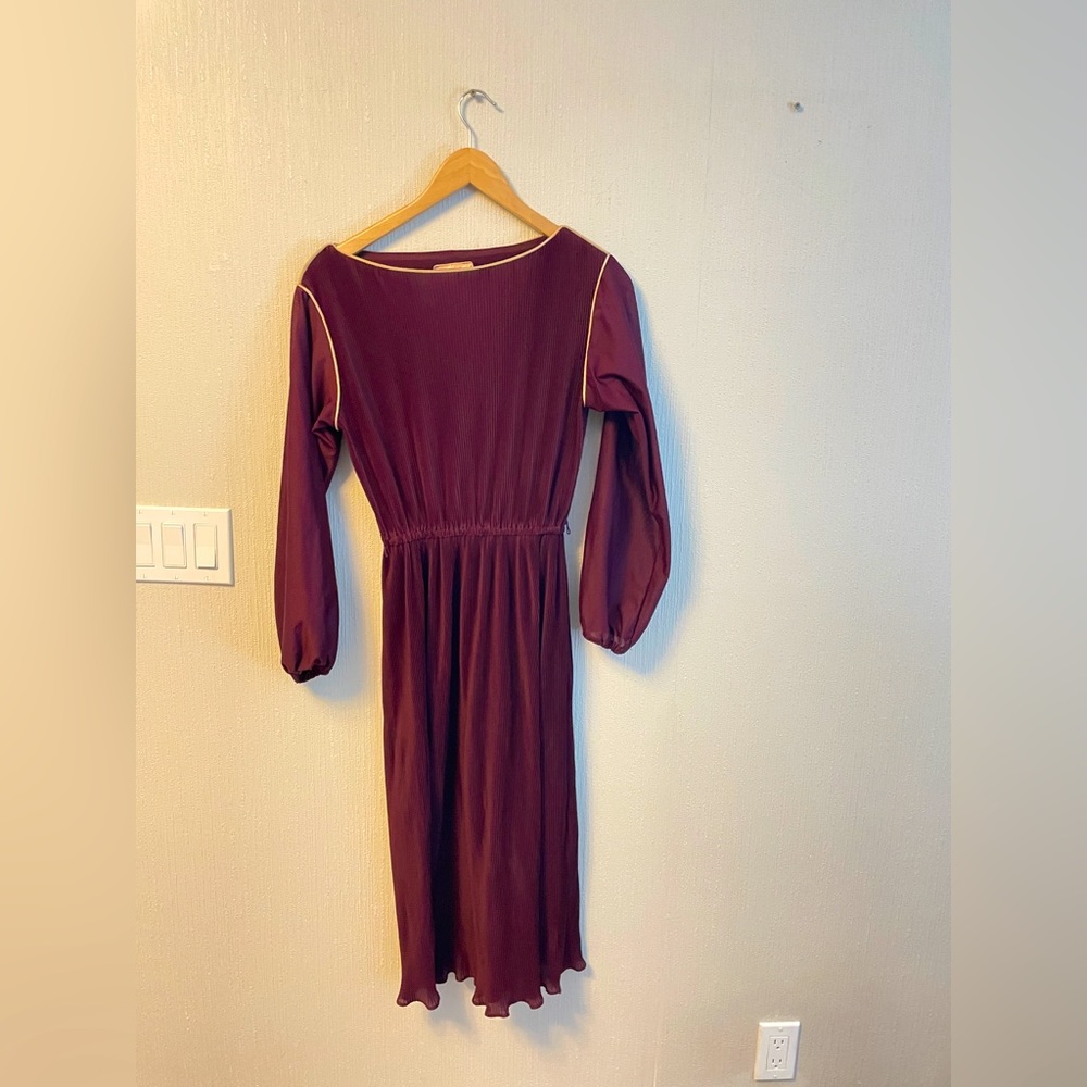 Vintage Plum Pleaded Dress